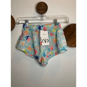 Zara‎ Teal Beachwear Floral Shorts Bottoms